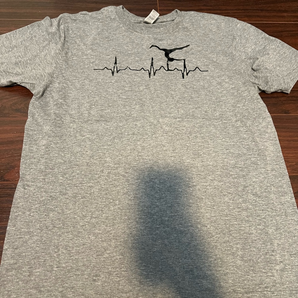 Gildan Gray T-Shirt with Black Heartbeat Graphic